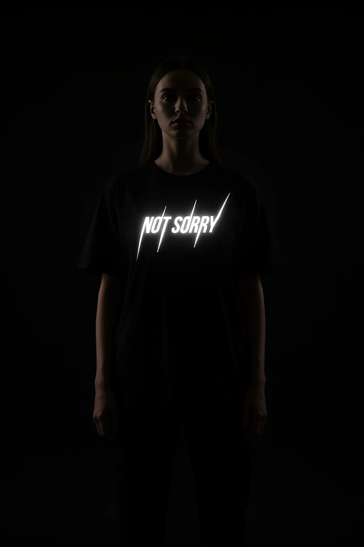 Graphic black reflective shirt with "