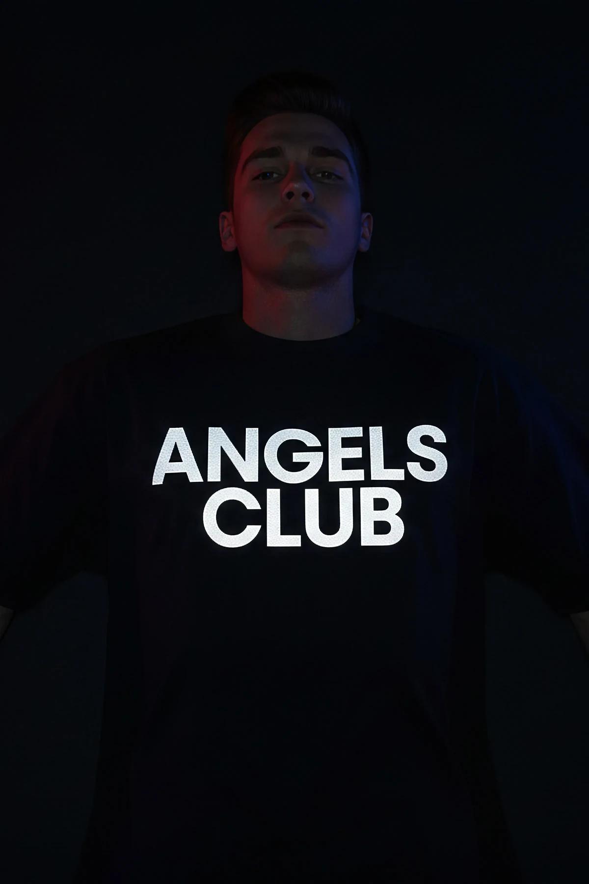 Festival black oversized t-shirt with "