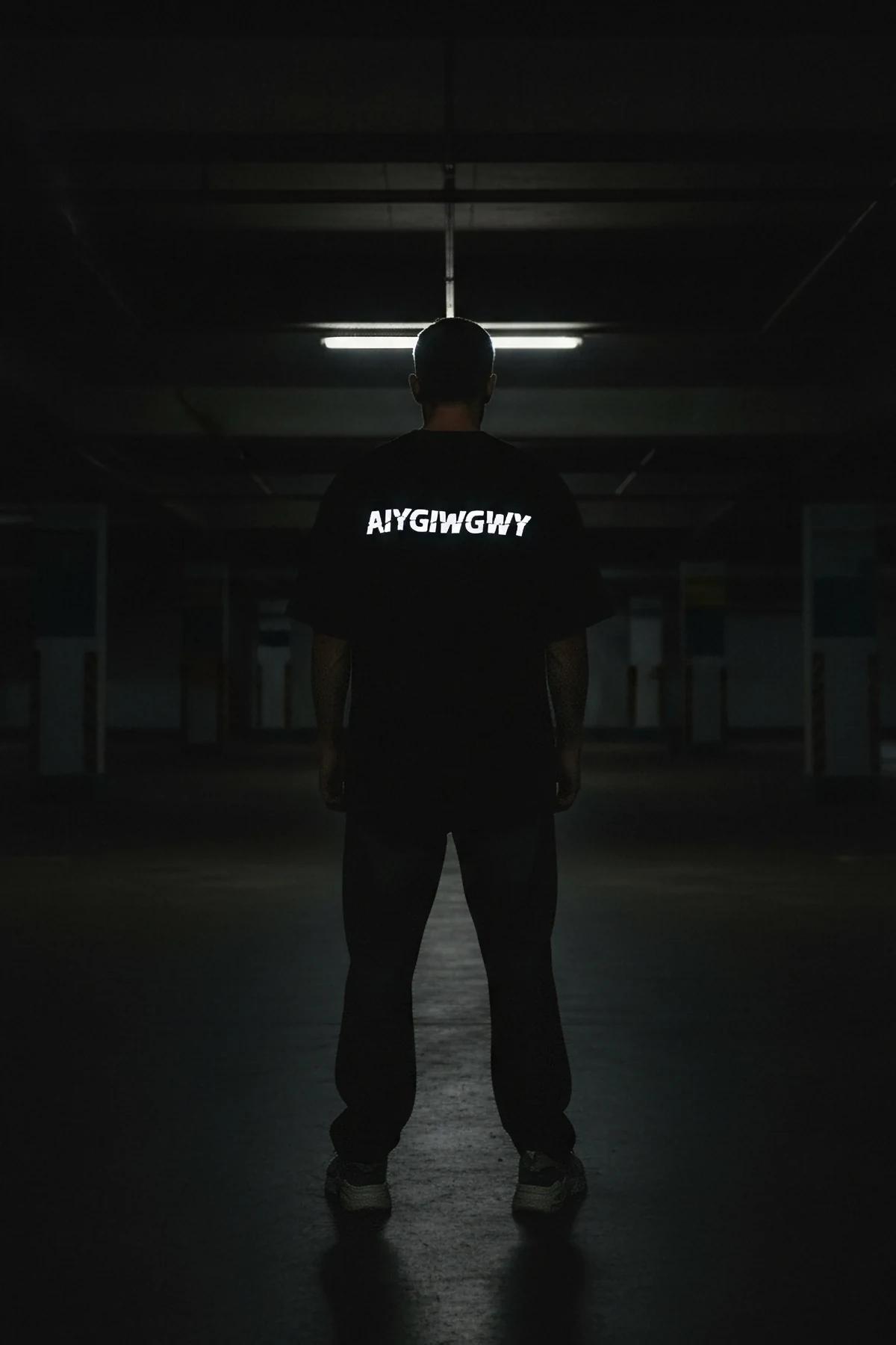 Streetwear Reflective Graphic Tee Detail View Fabric Texture and Print Quality