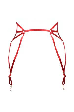Kırmızı Saten Kedi Kulaklı Jartiyer Harness Kadınlar İçin Ayarlanabilir Halkalar