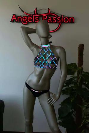 Reflective Cage Harness Top Iridescent Glow Festival Wear