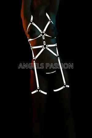 Reflective Body Harness White Vegan Leather Full Body Festival Outfit