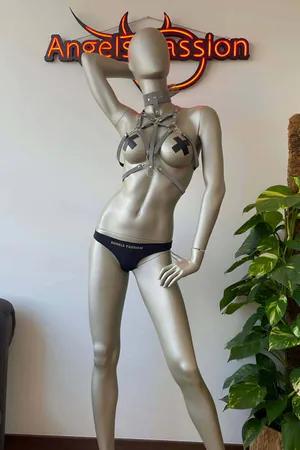 Reflective Chest Harness & Choker Set White Straps O-Rings