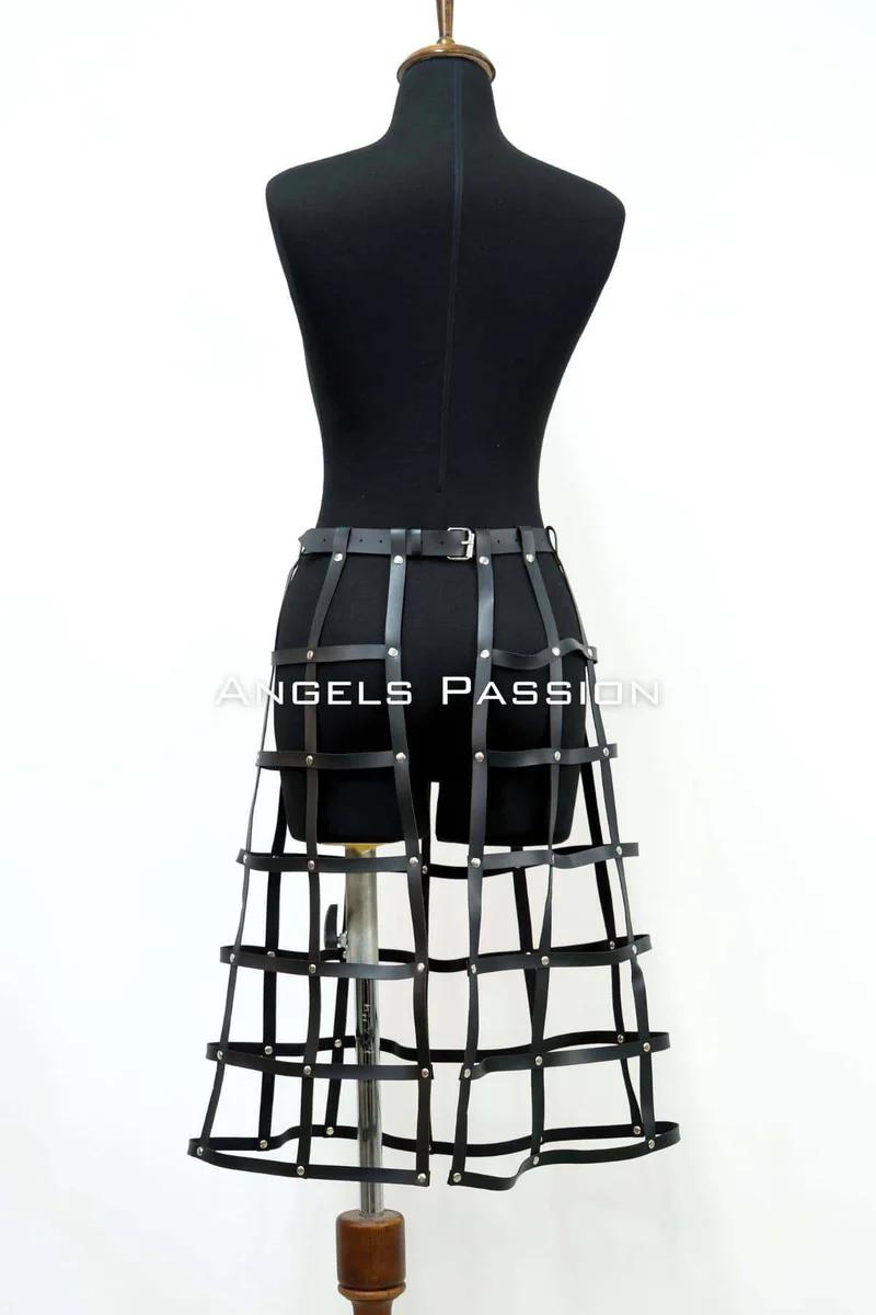 Faux Leather Grid Skirt