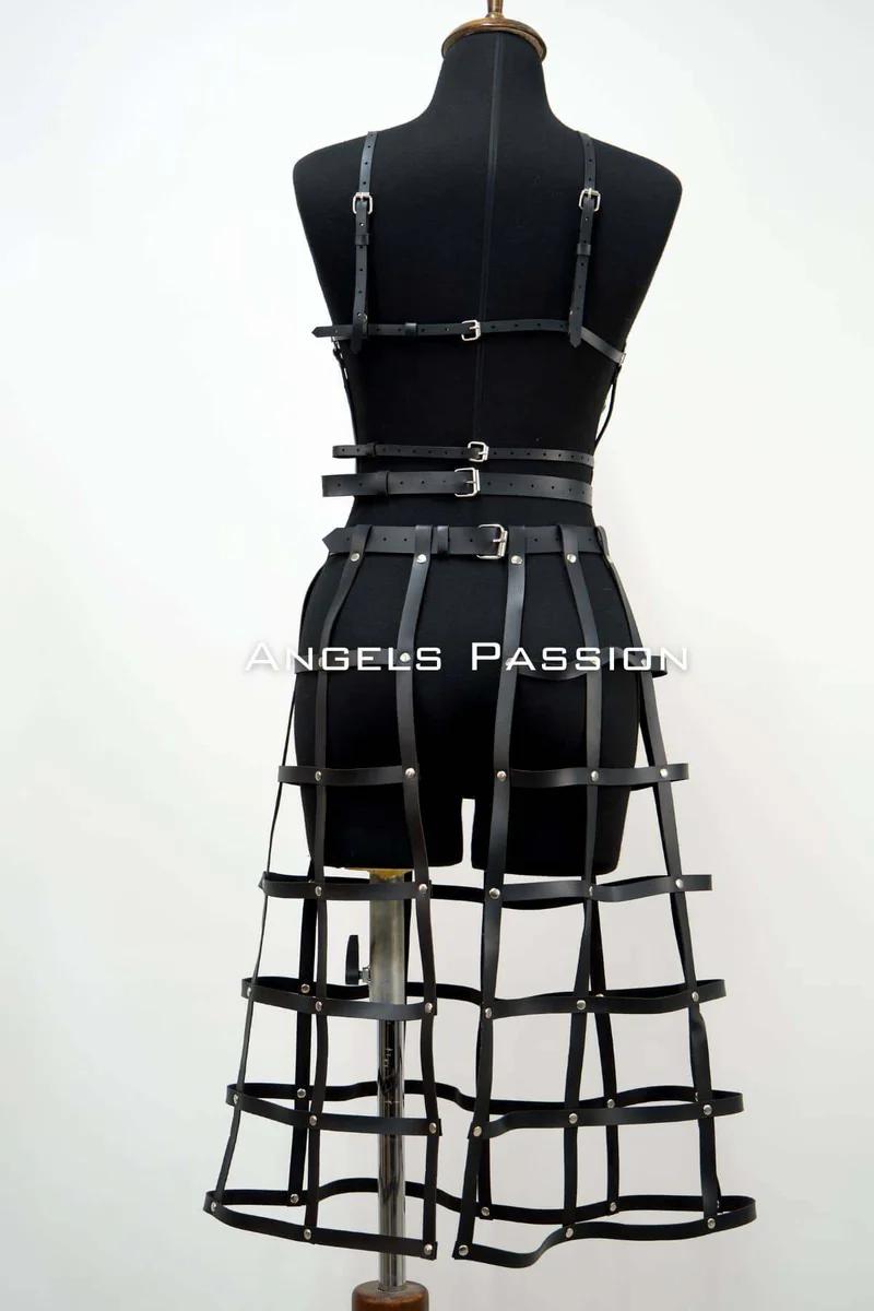 festival kıyafeti siyah deri harness b