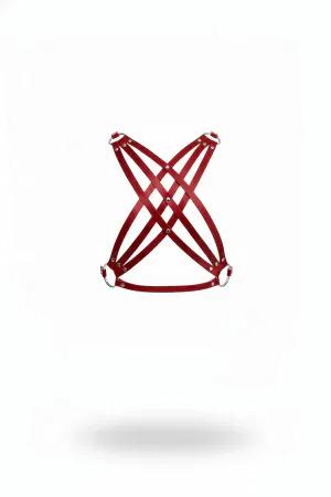 Crimson Faux Leather Intersecting Strap Chest Harness