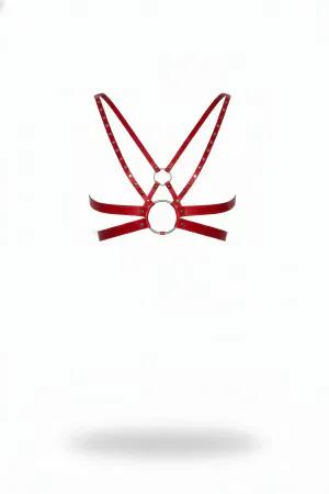 Red Faux Leather Chest Harness with Stud Details Women
