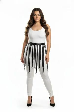 Black Faux Leather Ring Skirt Harness Waist