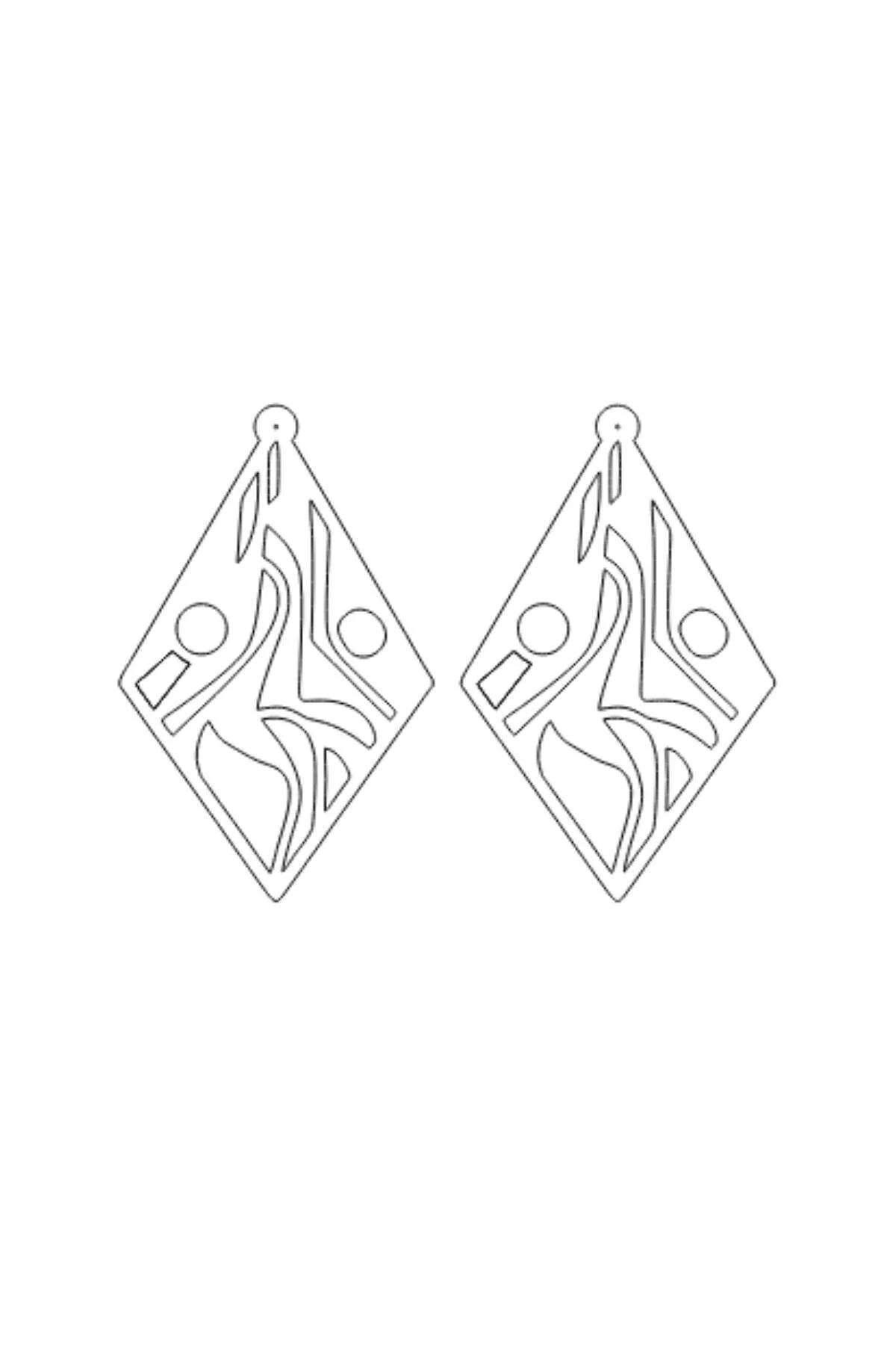 Side view of diamond cutout earring on ear showing 5 cm drop length and butterfly post back