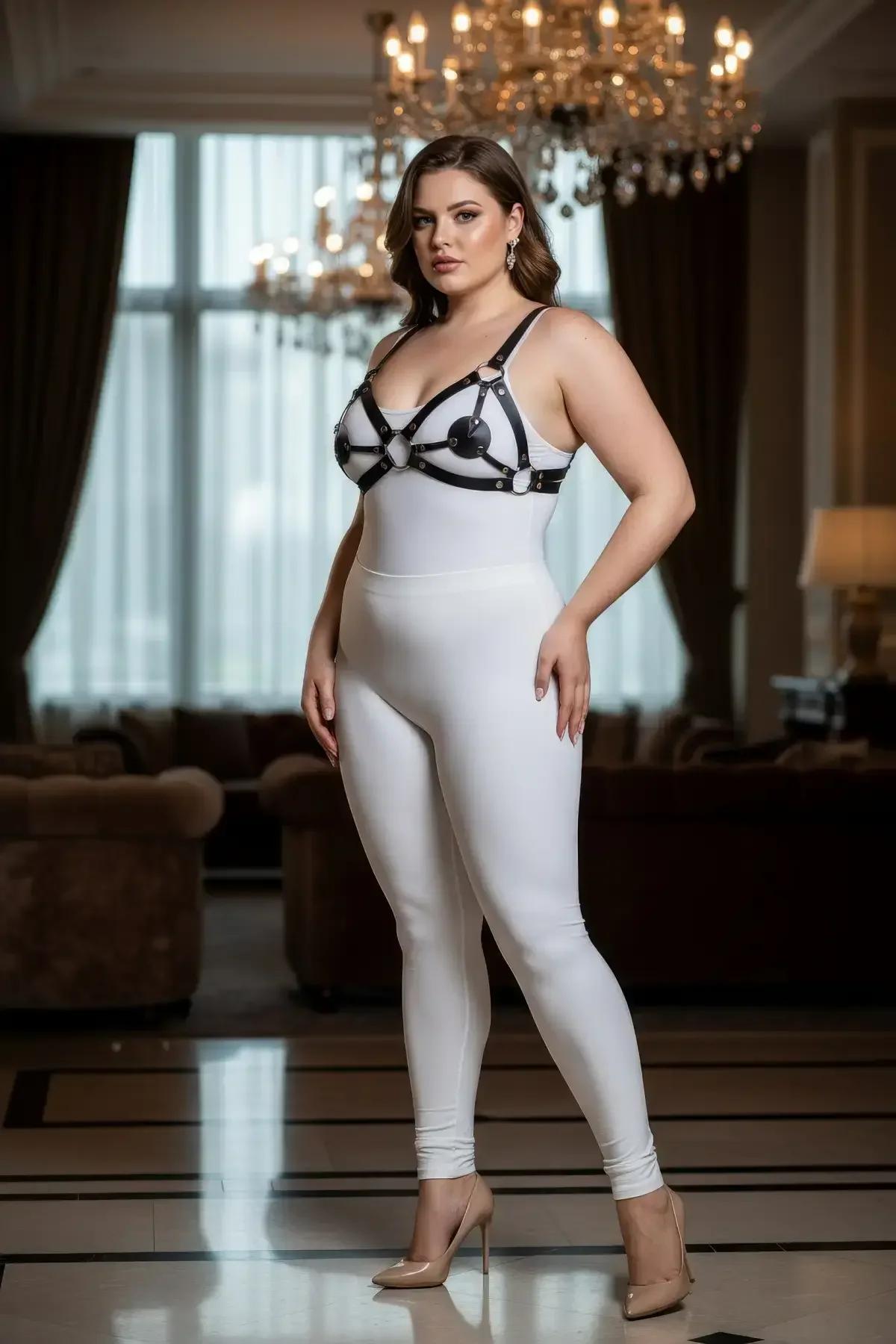 vegan deri sütyen harness merkez O-halka 3 cm gümüş kaplama detay görünümü