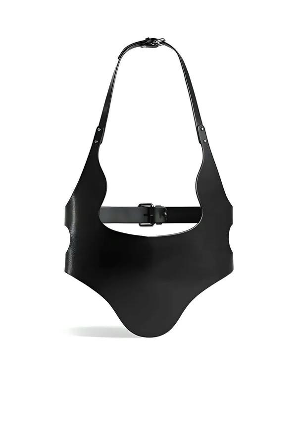 siyah vegan deri korse kemer gümüş zincir maske ve uyluk bantlı moda aksesuar seti