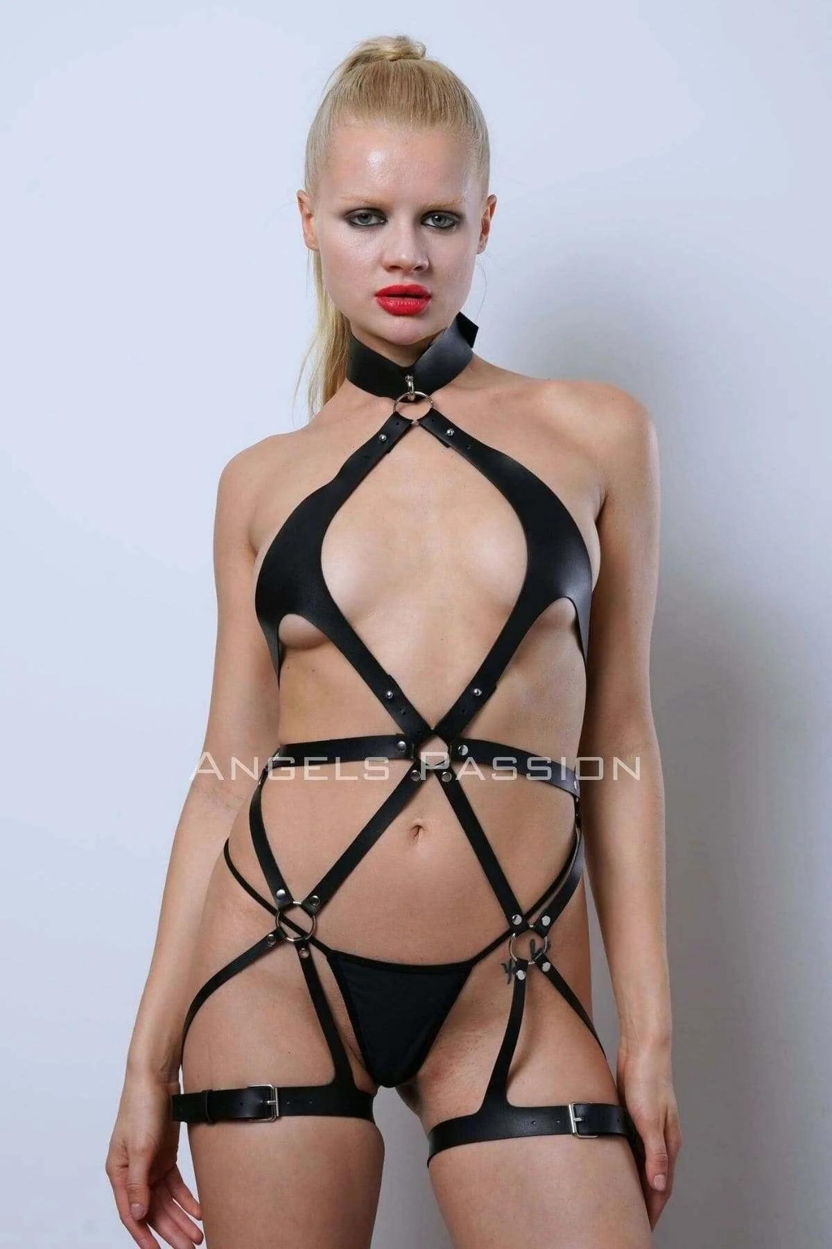 Vegan Deri Harness, Full Body Deri Harness, Erotik Deri İç Giyim