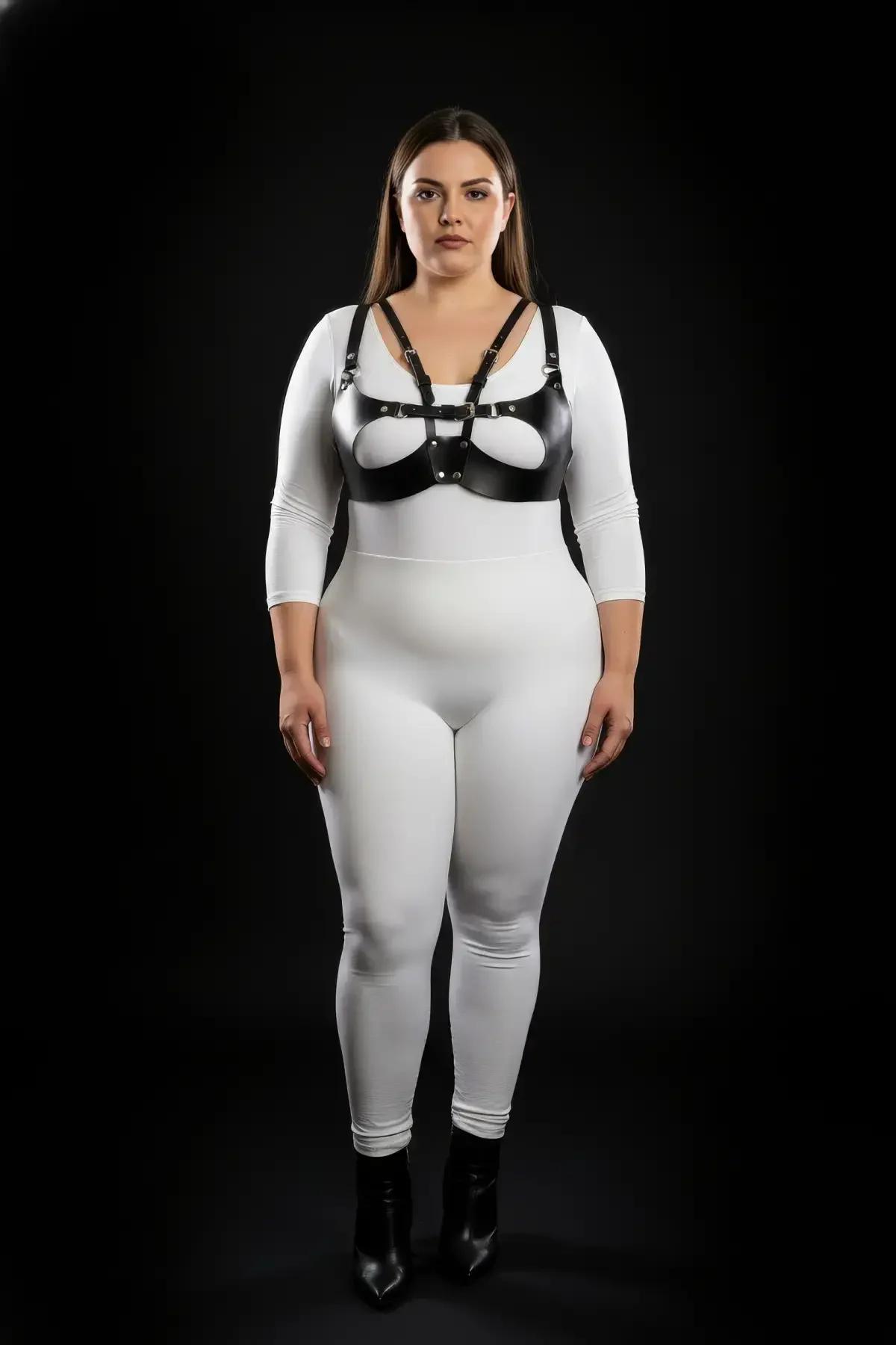 ayarlanabilir omuz askılı siyah harness büst 100-120 cm uyumlu kafes yapı