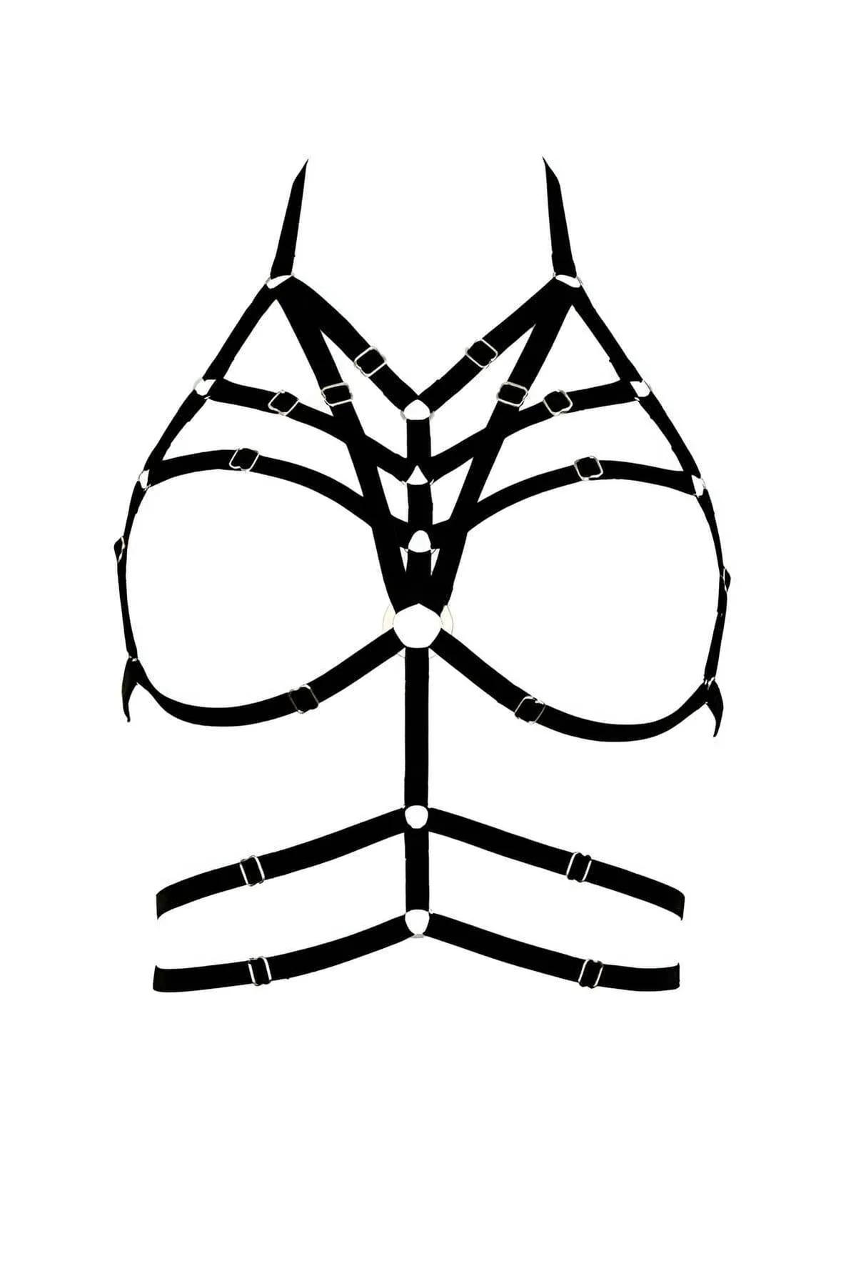 Elastik lastik harness büyük beden 4XL model üzerinde ön cephe görünümü