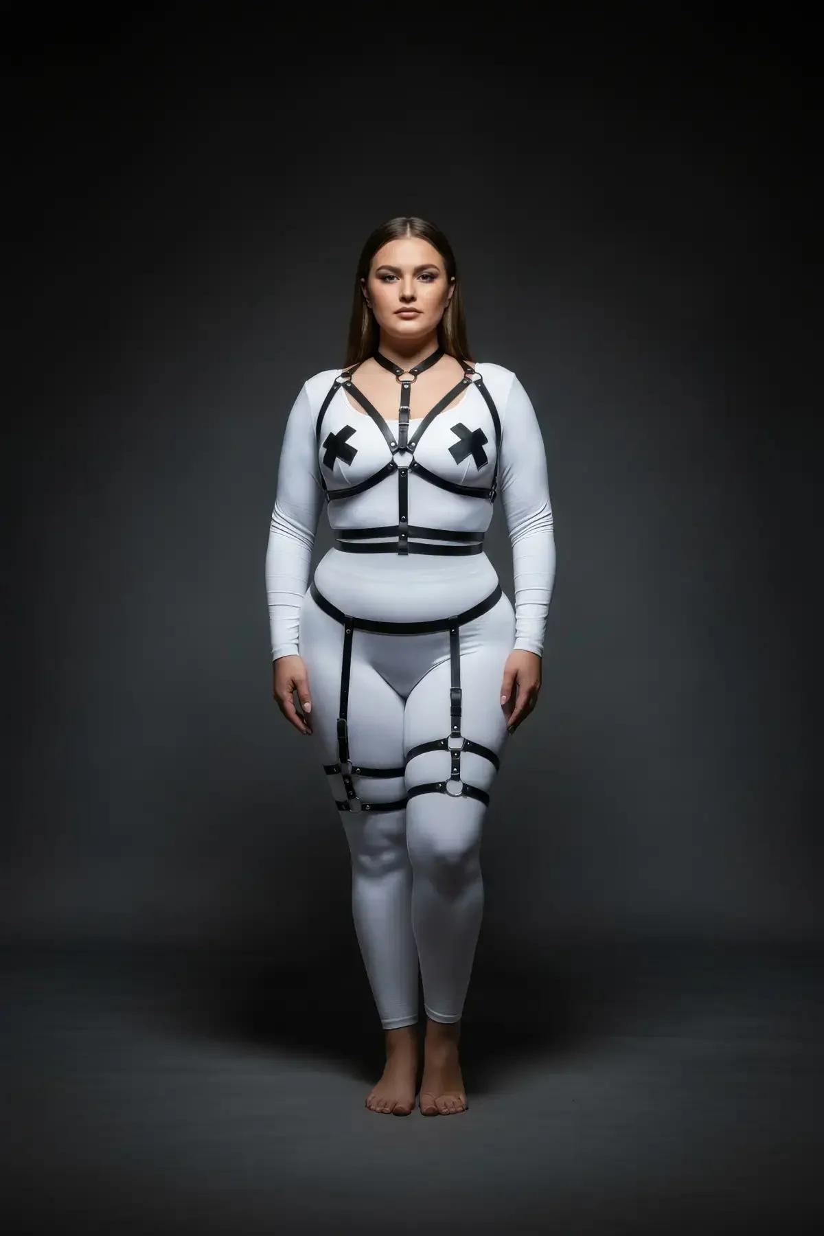 ayarlanabilir siyah harness set arka görünüm omuz ve bel bantları metal O-ring bağlantı