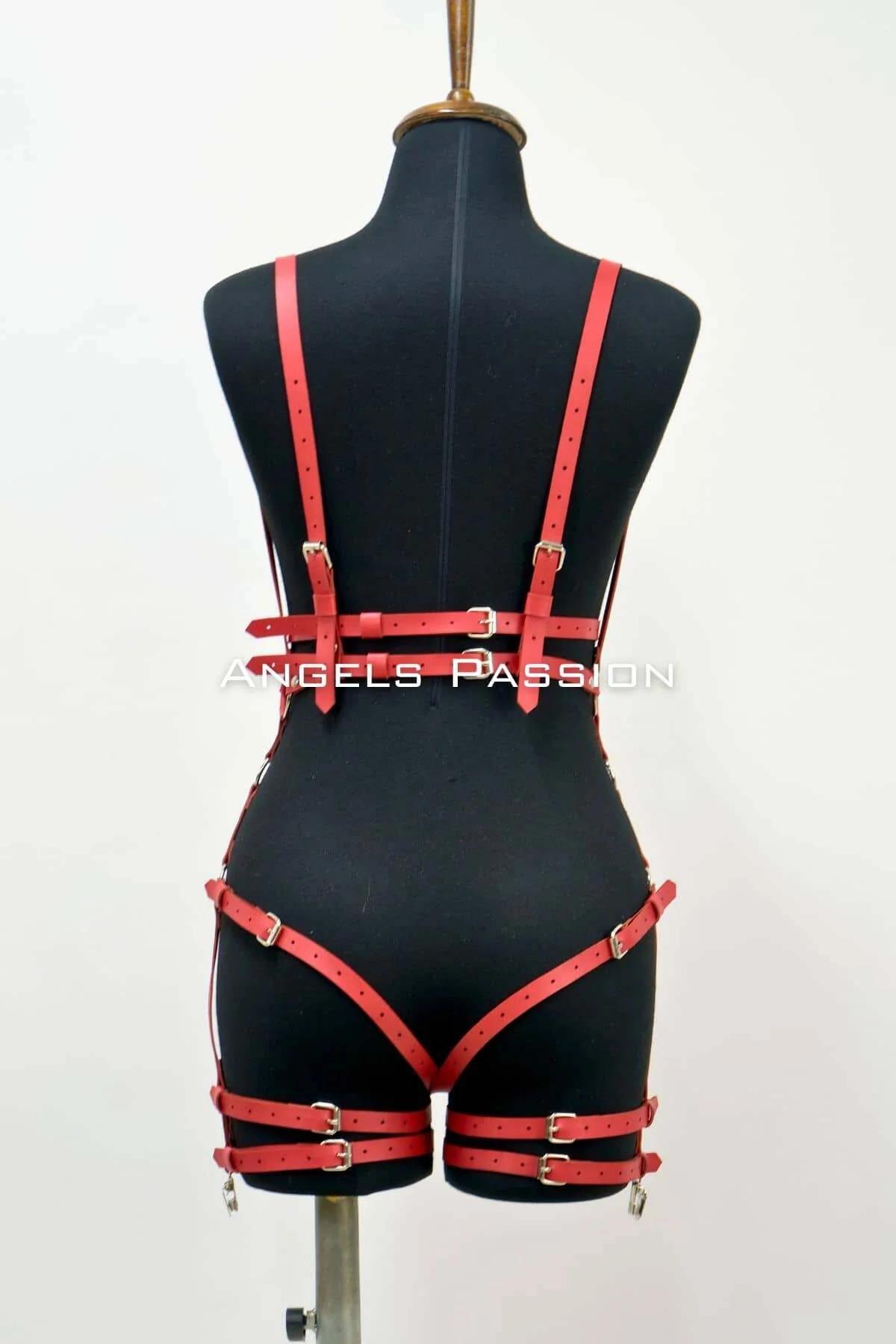 Deri Body Harness, Deri Dansçı Kostüm, Pole Dans Kostüm