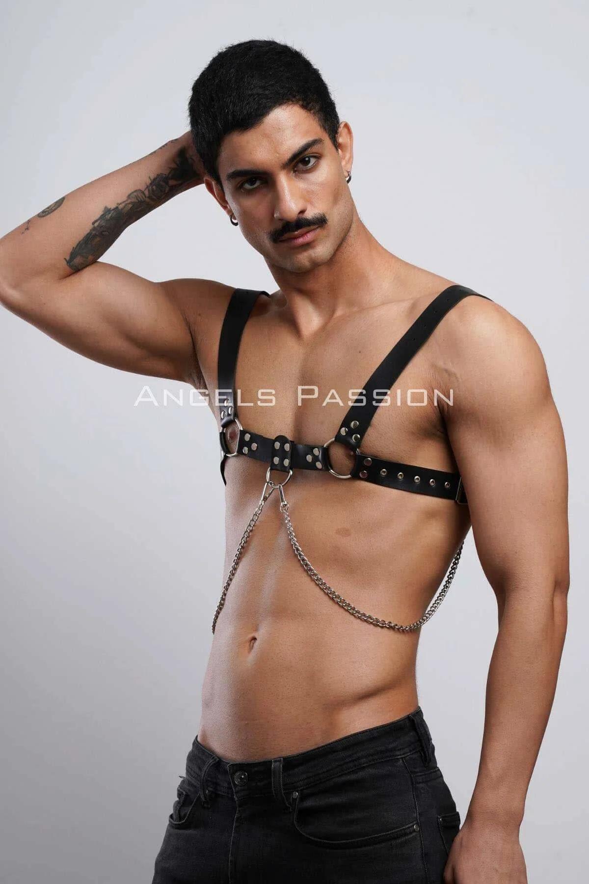 Erkek Gömlek Kemeri, Zincirli Göğüs Harness, Partywear, Clubwear - APFTM109