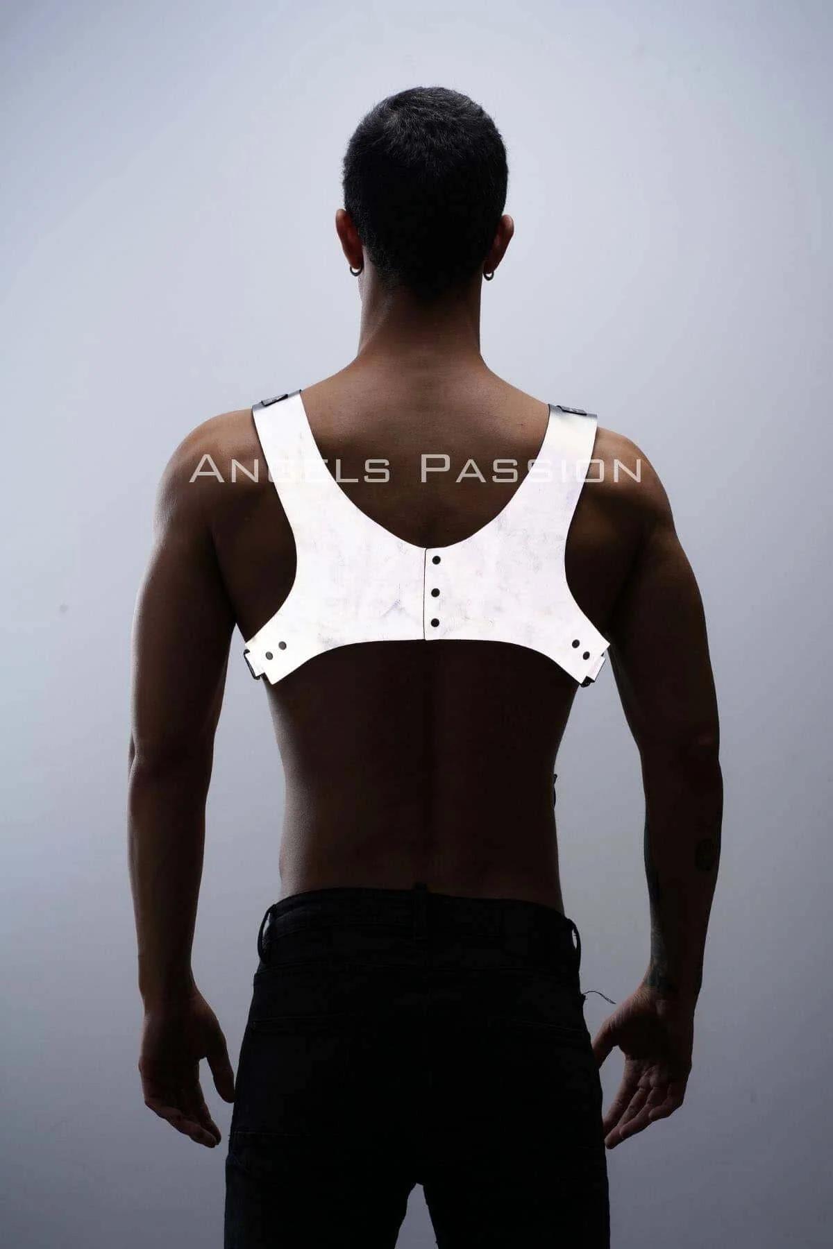 Karanlıkta Parlayan - Reflektörlü Pantolon Askısı, Erkek Göğüs Harness - Reflektörlü Clubwear
