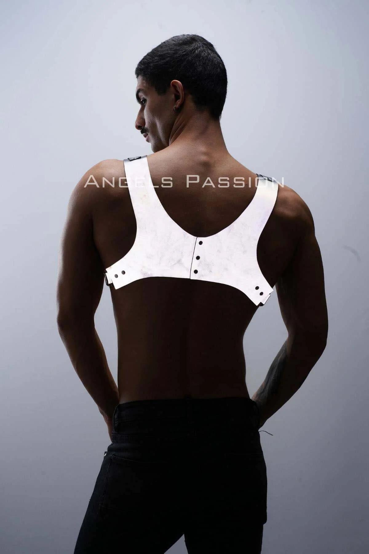 Karanlıkta Parlayan - Reflektörlü Pantolon Askısı, Erkek Göğüs Harness - Reflektörlü Clubwear - APFTM135
