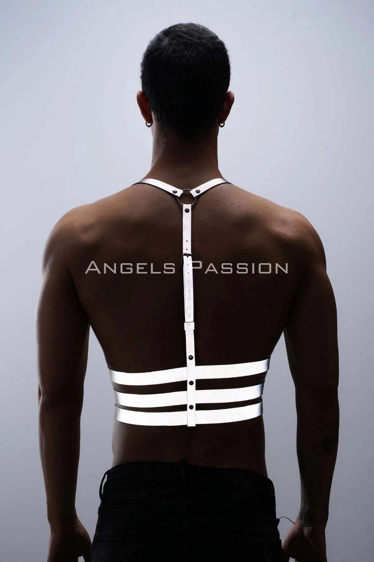 Reflektörlü (Karanlıkta Parlayan) Erkek Göğüs Harness, Parti Aksesuar, Clubwear