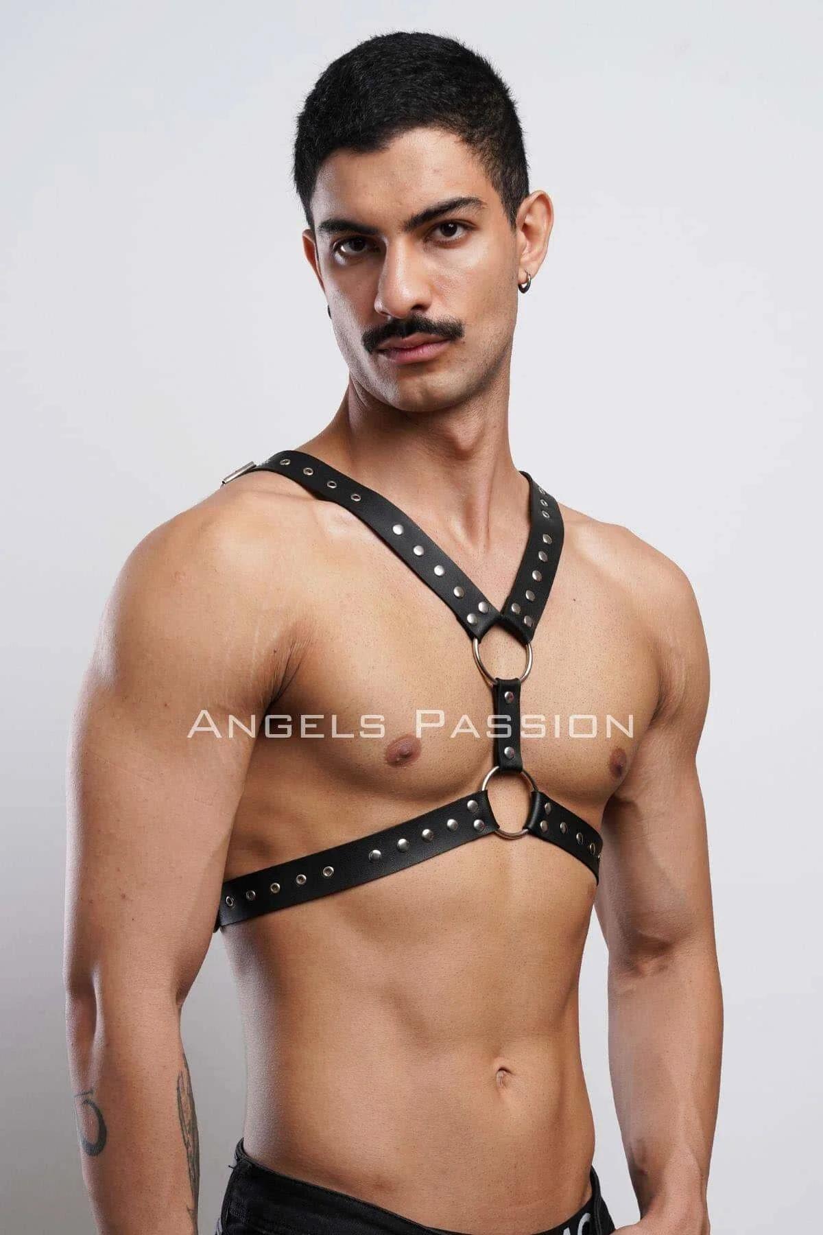 Perçin Detaylı Erkek Göğüs Harness, Erkek Parti Giyim - APFTM179