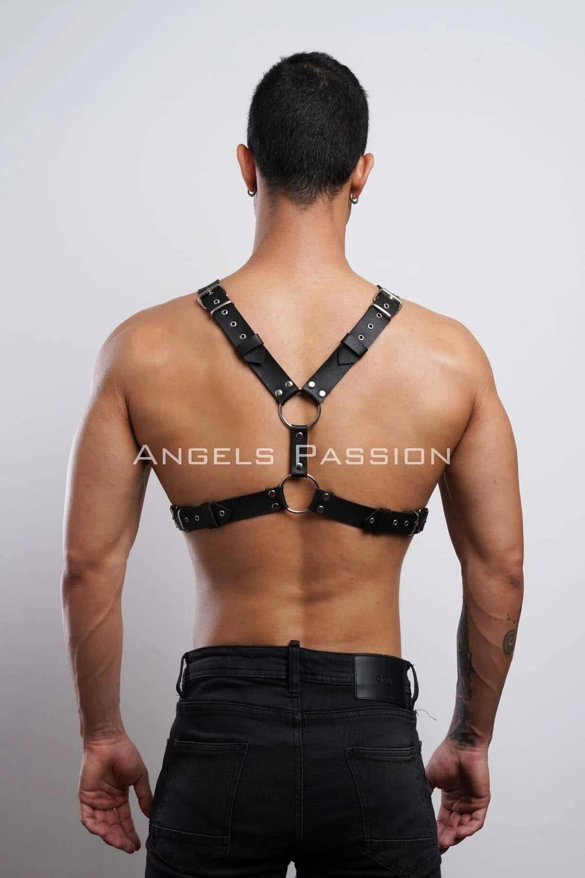 Perçin Detaylı Erkek Göğüs Harness, Erkek Parti Giyim - APFTM179
