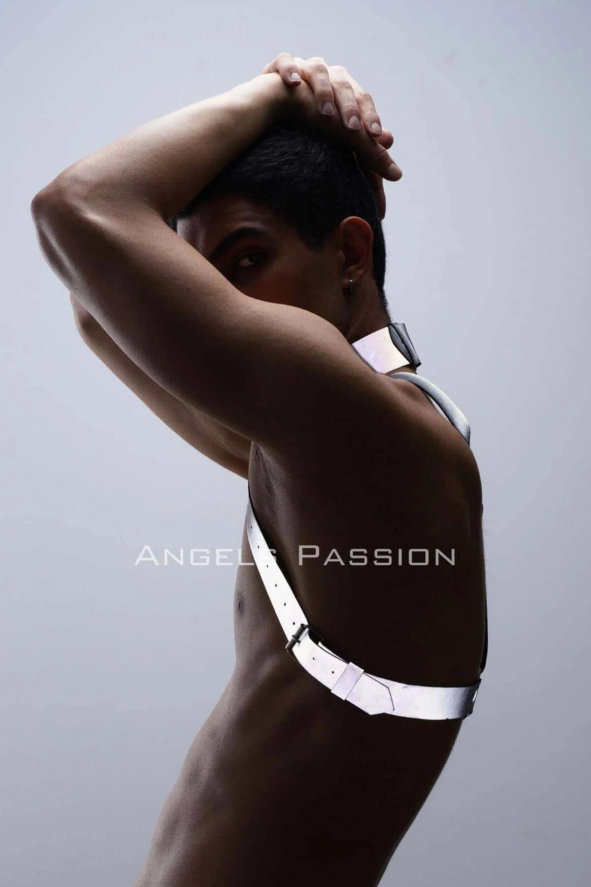 Karanlıkta Parlayan (Reflektörlü) Choker ve Göğüs Harness Takım, Clubwear