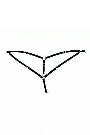 Black Strappy Thong Harness Women Adjustable Rings Under Jeans