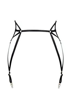 Black Faux Leather Cat Ear Thigh Garter Harness Adjustable Straps