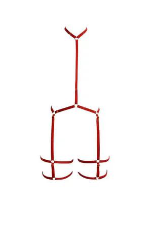Burgundy Velvet Strappy Body Harness with Adjustable Garter Straps