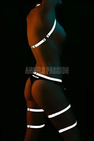 Reflective Body Harness Set Women White Straps Rave Fashion