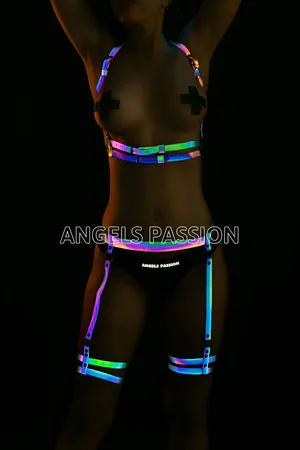 Çok Renkli Reflektörlü Harness Takım Parlak Bant Detaylı Bralet Jartiyer