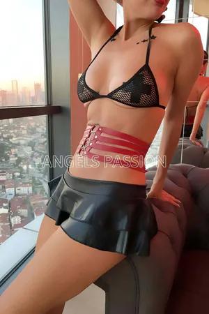 Red Faux Leather Triple Strap Harness Belt with O-Rings and Adjustable Buckle