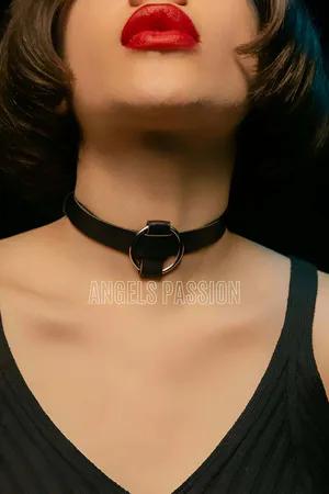 Black Faux Leather O-Ring Choker Necklace for Men