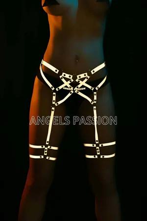 Silver Reflective Strappy Garter Harness Women Adjustable Thigh Bands