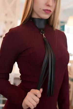 Black Vegan Leather Choker Harness with Long Tassel and Waist Belt