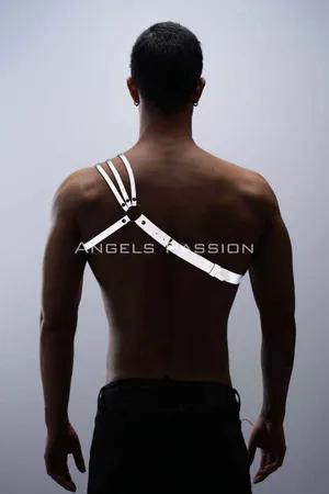 Asymmetrical Reflective Chest Harness with Silver O-Ring