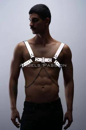 Reflective Chest Harness with Chain Detail Silver