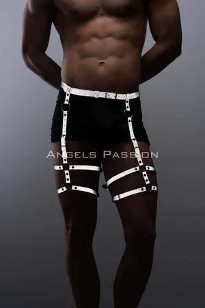 Reflective thigh harness with adjustable straps and metal buckles