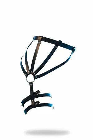 Siyah Faux Leather Jartiyer Harness Bel ve Bacak Desteği Metal Halka Detaylı