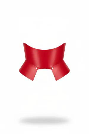 Red Faux Leather Waspie Waist Harness Structured Silhouette