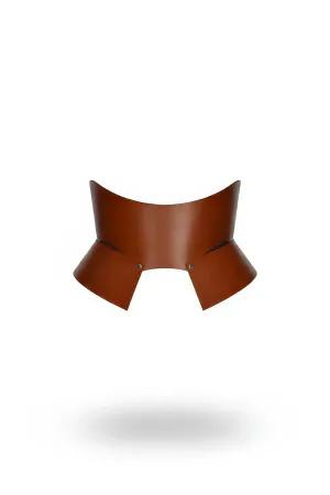 Tan Vegan Leather Waspie Waist Harness Structured Flared Panels