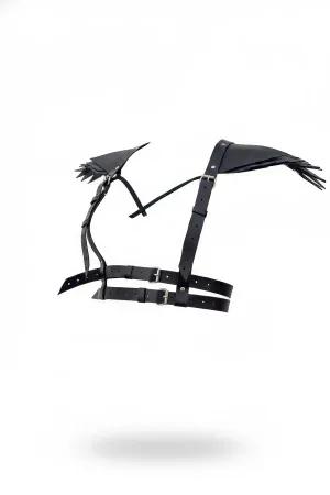 Black Faux Leather Winged Shoulder Body Harness Women Adjustable Straps
