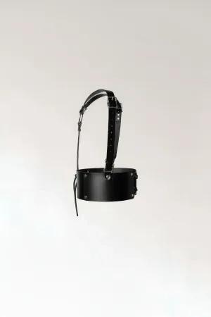Black Faux Leather Corset Waist Harness Women O-Ring Details