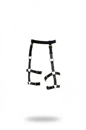 Black Faux Leather Leg Harness Garter Multi-Strap Buckle Detail