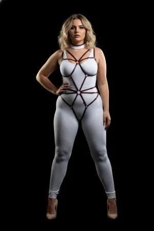 Geometric Ring Full Body Harness with dark metal rings and straps
