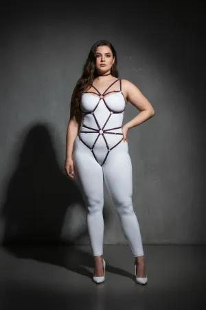 Geometric Ring Full Body Harness with dark metal rings and straps