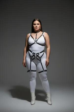 Black Full Body Harness Set Plus Size Vegan Leather Garter Straps