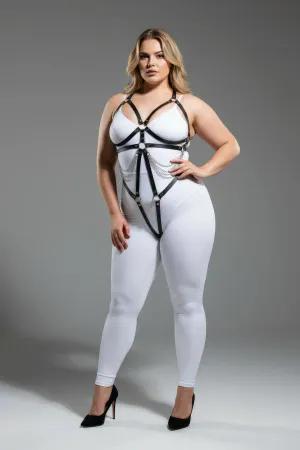 Strappy Underbust Harness with Adjustable O-Ring Closure Blue Vegan Leather