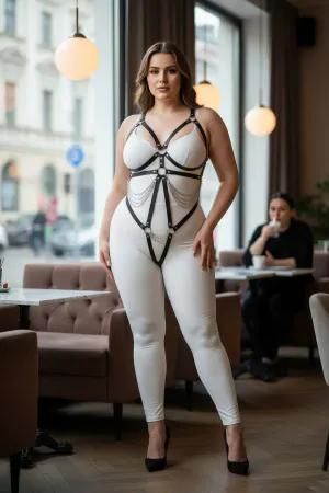Strappy Underbust Harness with Adjustable O-Ring Closure Blue Vegan Leather